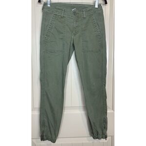CAbi Womens Compass Pants green Jogger Zip Ankle Utility‎ Trouser Mid Rise sz 0